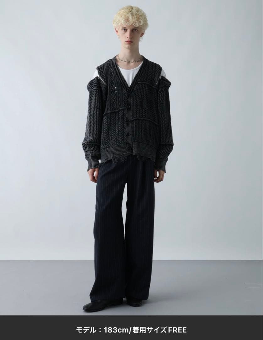 HARE ダメージ&ジッパーニットカーディガン