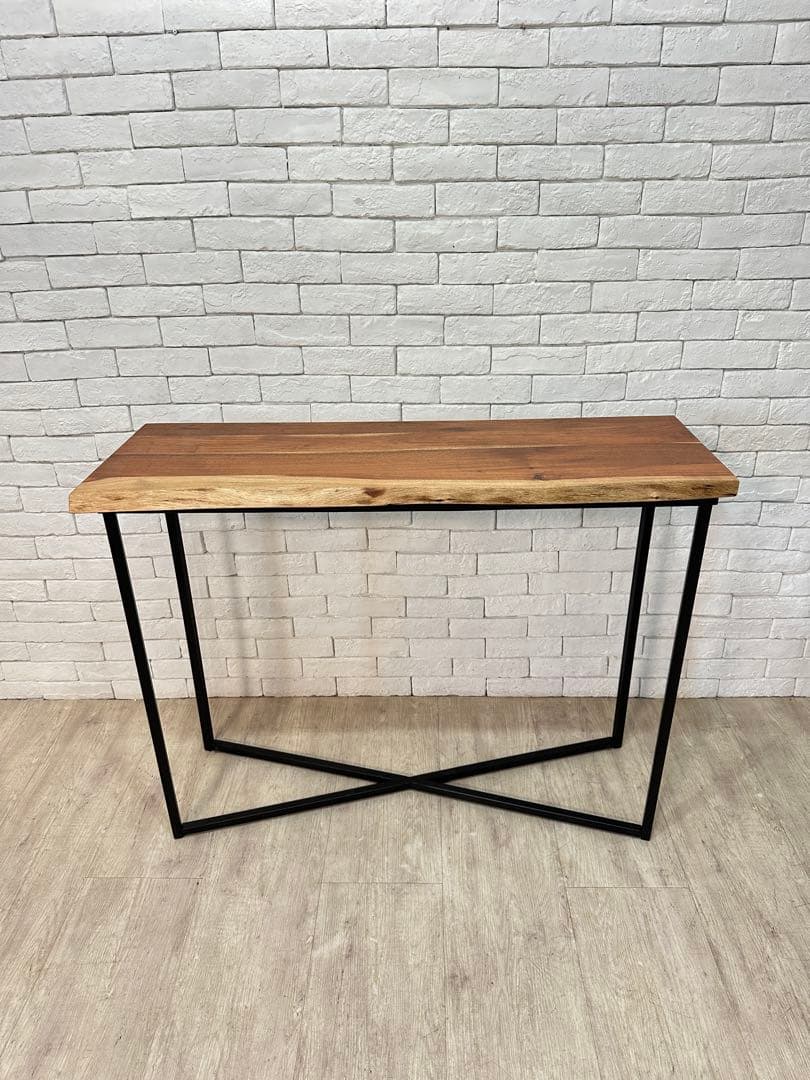 【東京都23区配送無料】一枚板　コンソール　テーブル　飾り棚　アイアン　机　玄関