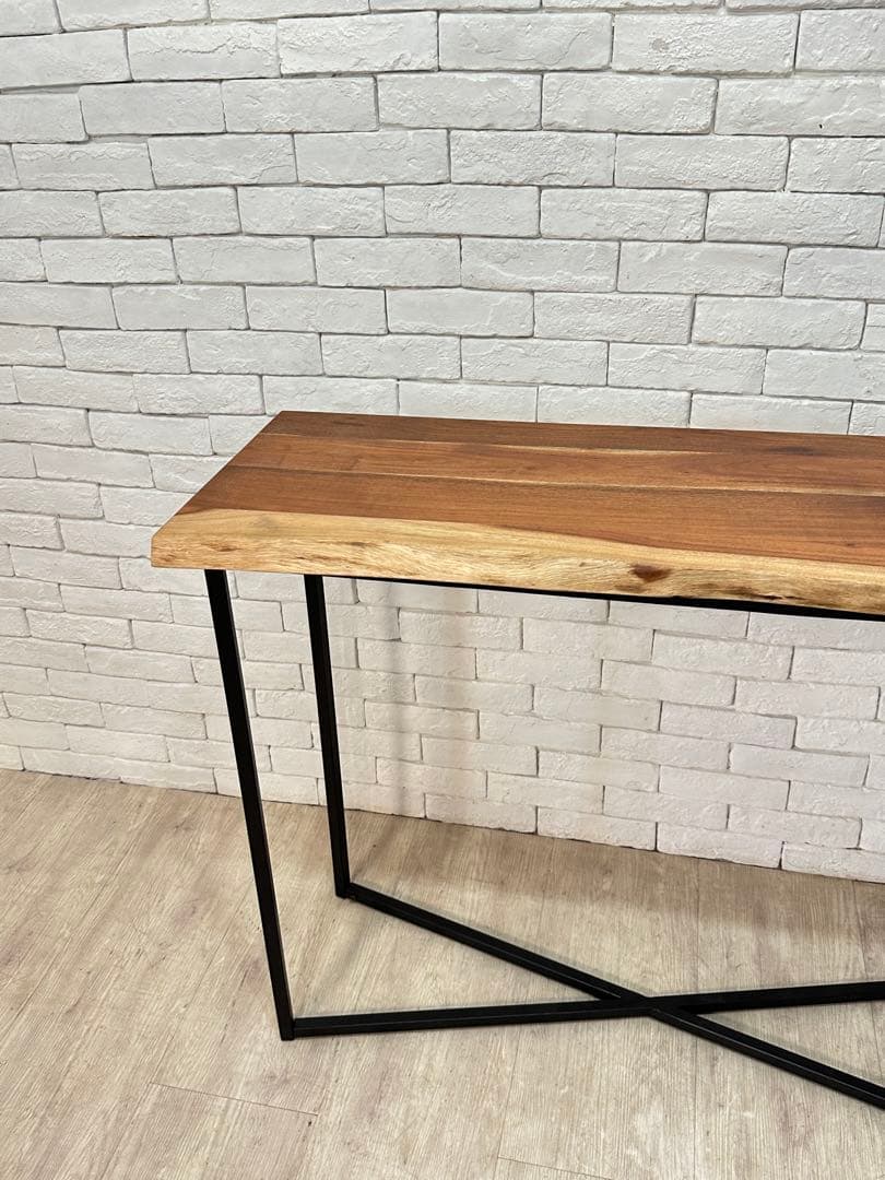 【東京都23区配送無料】一枚板　コンソール　テーブル　飾り棚　アイアン　机　玄関