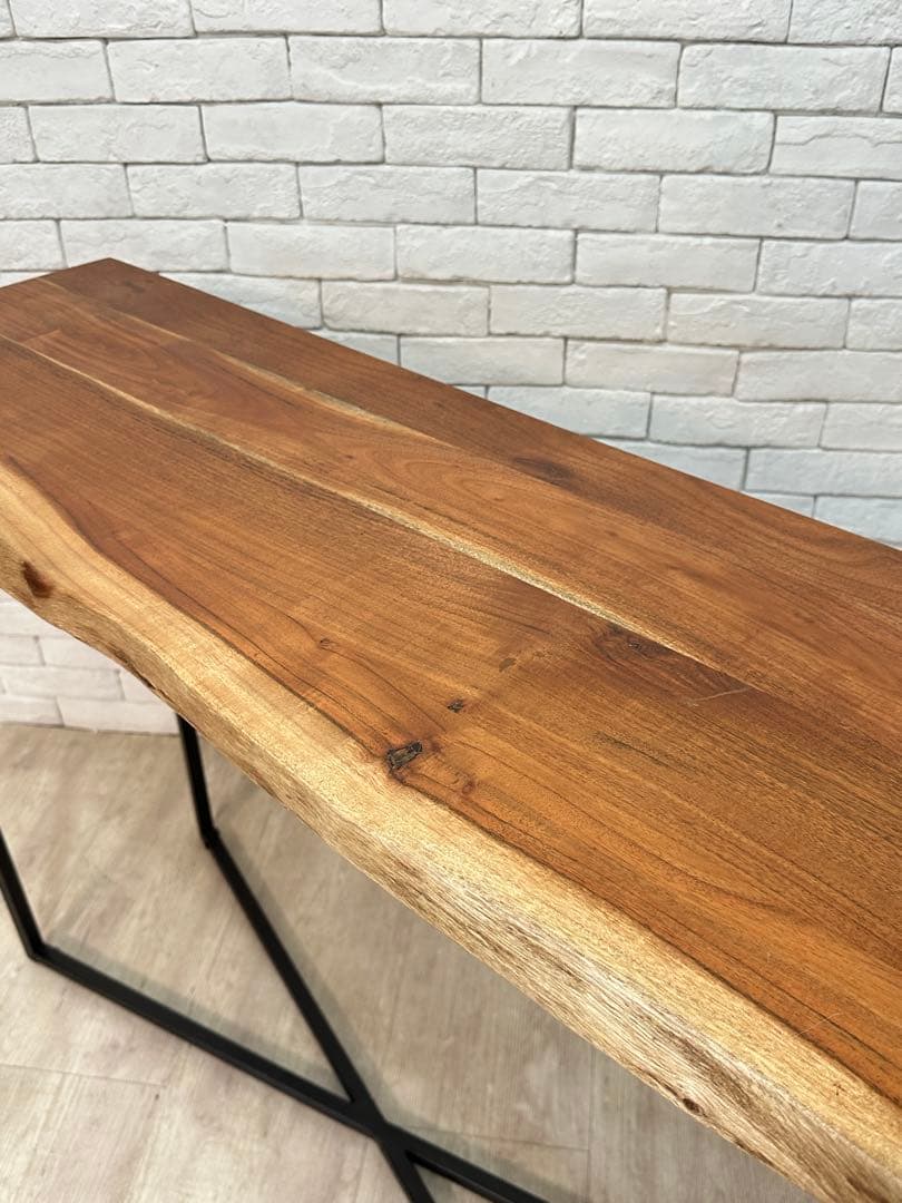 【東京都23区配送無料】一枚板　コンソール　テーブル　飾り棚　アイアン　机　玄関