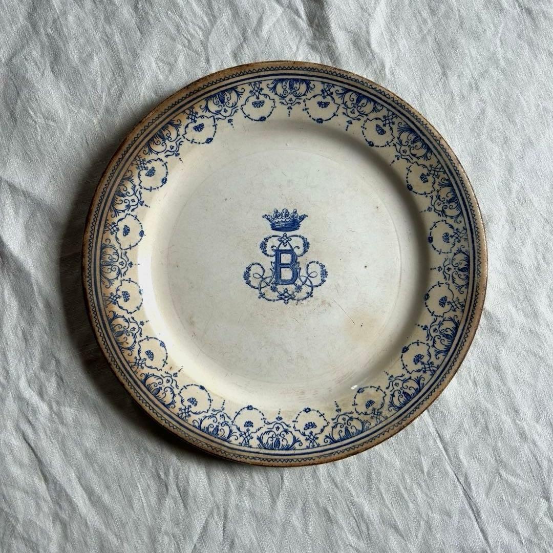 超希少　1800年代　ジアン　モノグラム　ディナープレート　フランスアンティーク