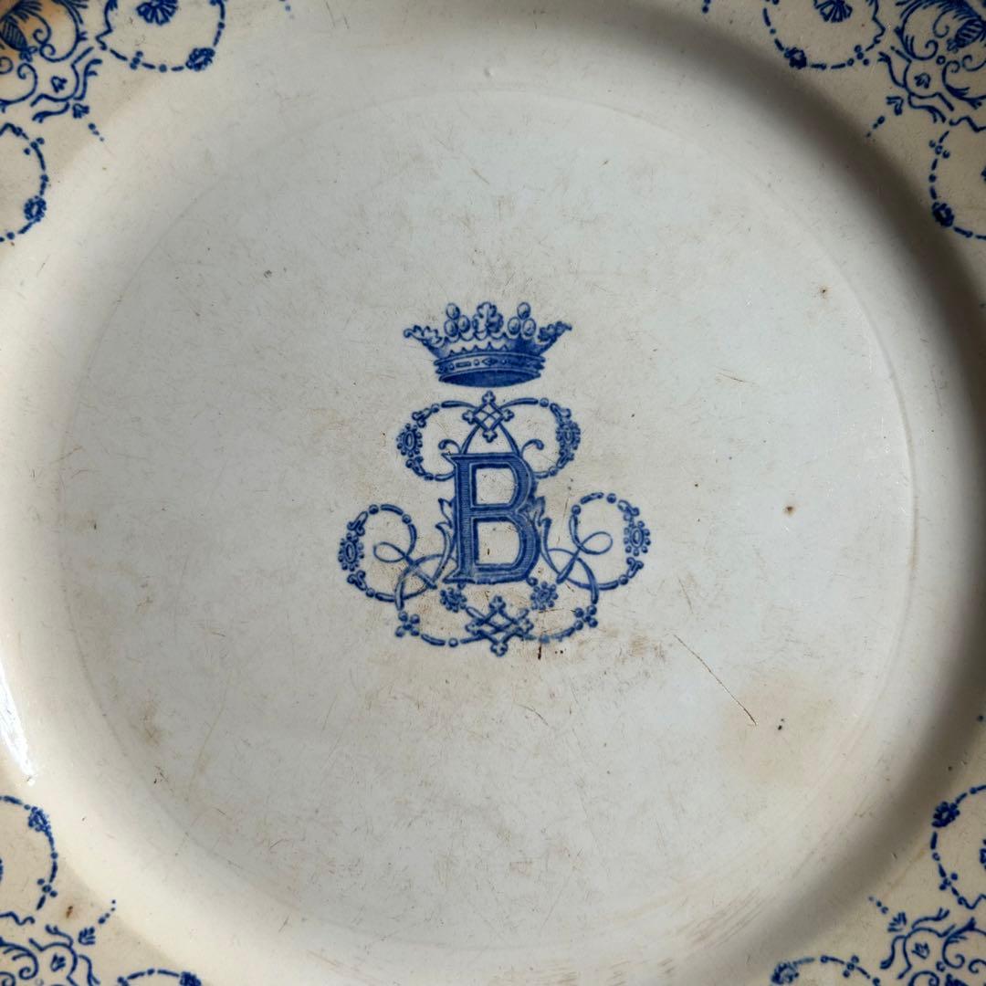 超希少　1800年代　ジアン　モノグラム　ディナープレート　フランスアンティーク