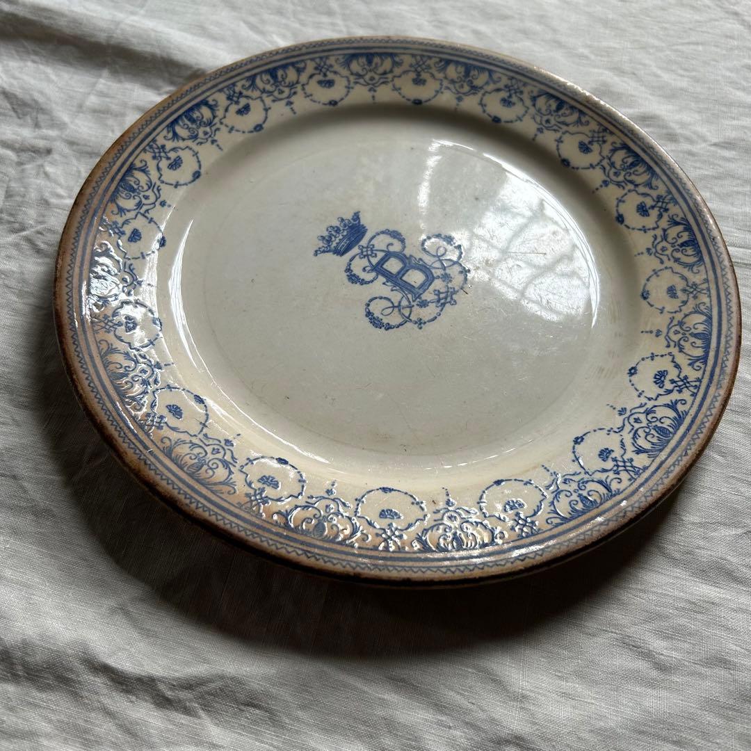 超希少　1800年代　ジアン　モノグラム　ディナープレート　フランスアンティーク