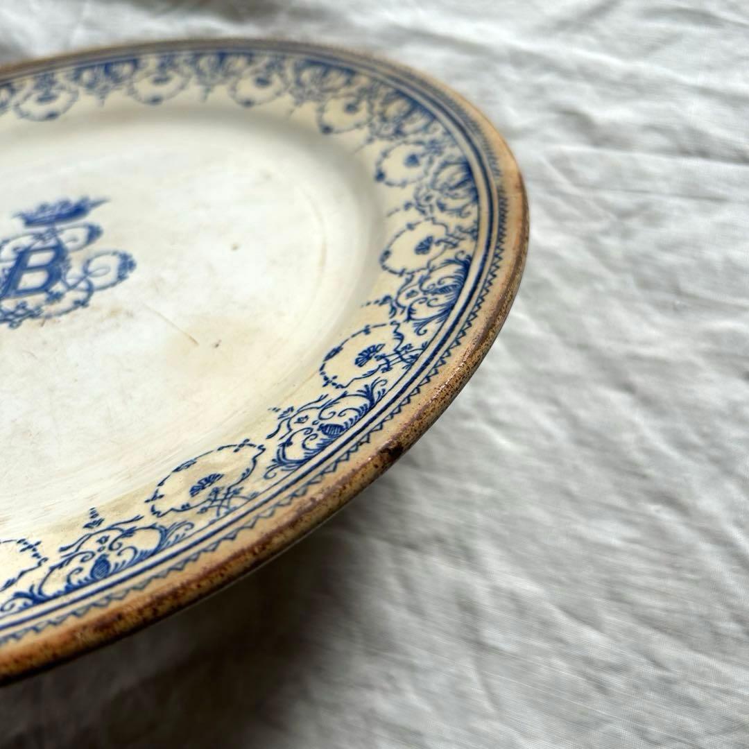 超希少　1800年代　ジアン　モノグラム　ディナープレート　フランスアンティーク
