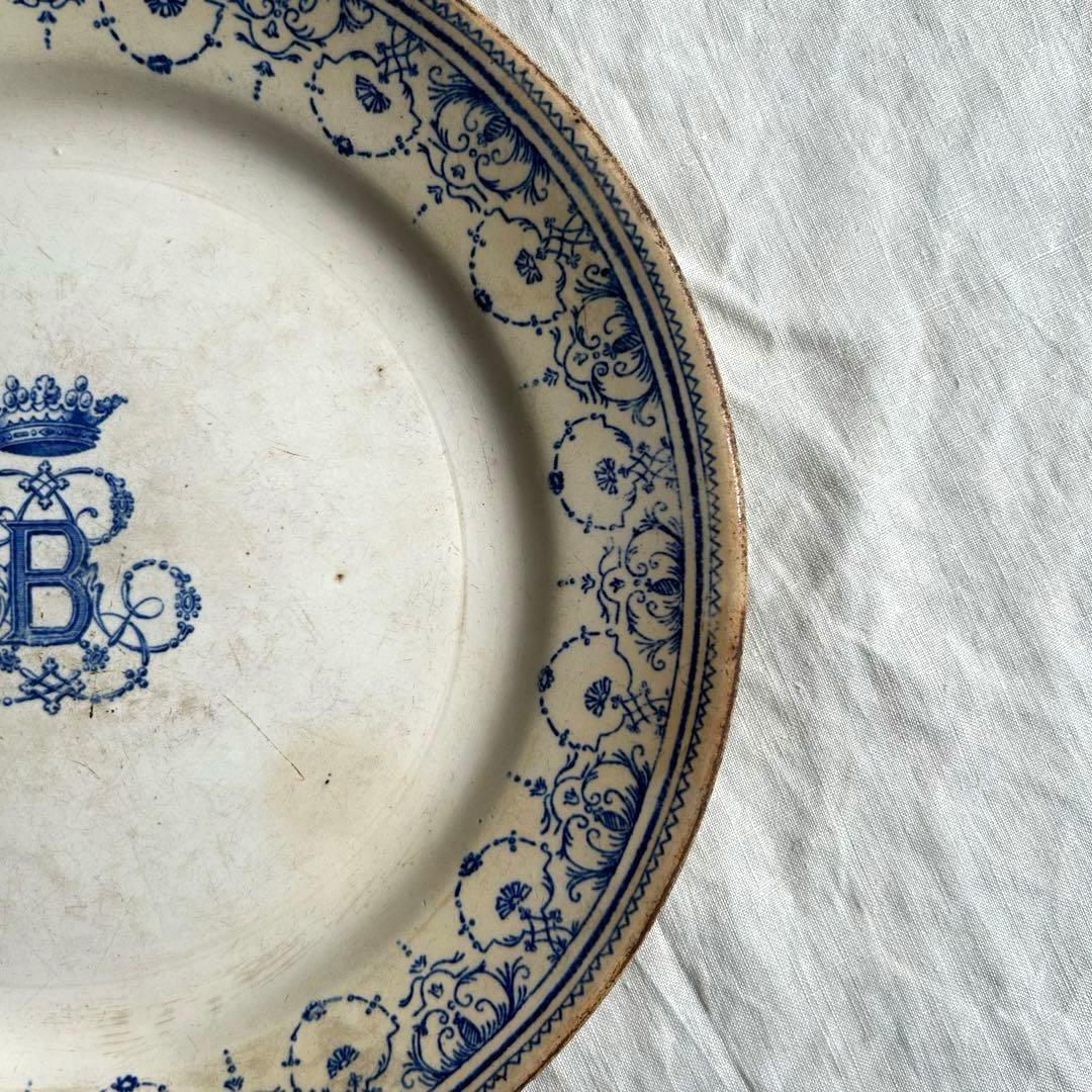超希少　1800年代　ジアン　モノグラム　ディナープレート　フランスアンティーク