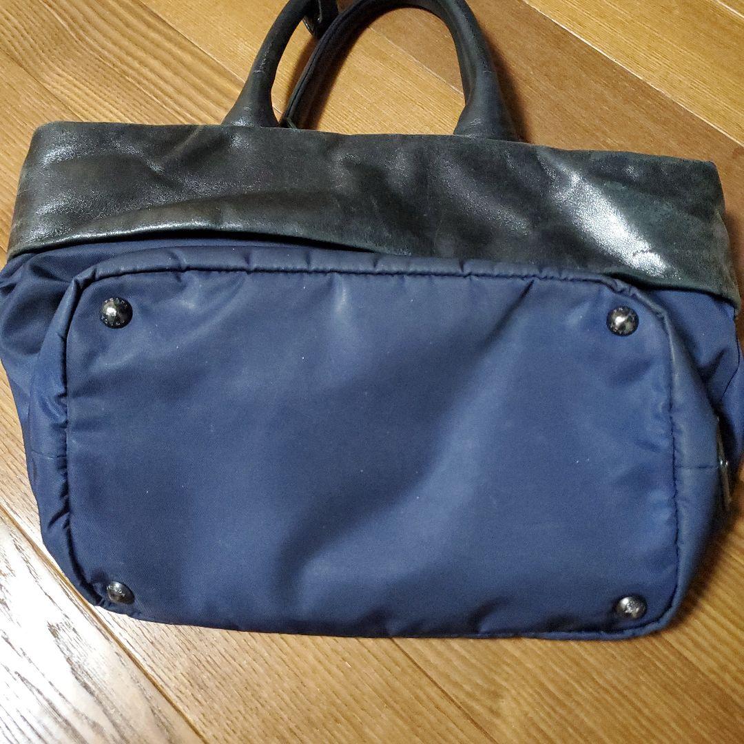 PRADA ネイビー ブラック２ウェイ トートバッグ