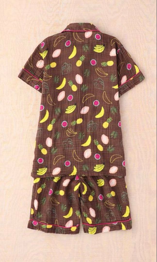 クレープガーゼ UCHINO 半袖 レディース パジャマ　ブラウン　M