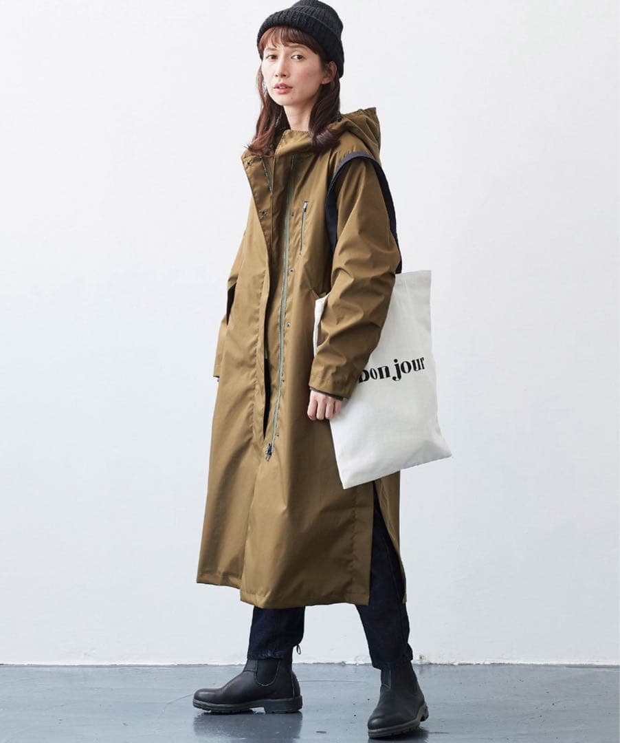 SUNNY CLOUDS 一枚仕立てのシュッとしたフード コート ロングコート