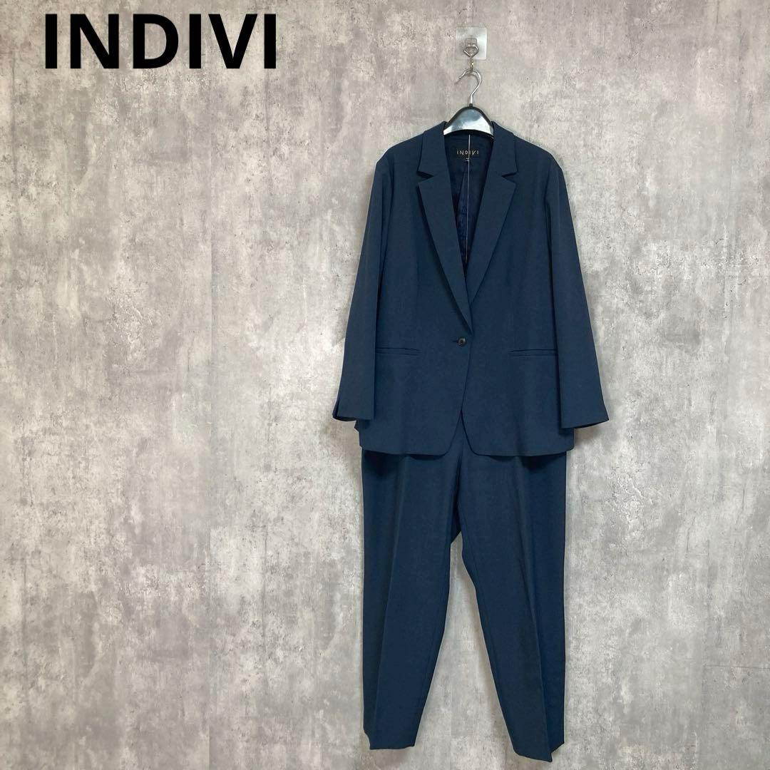 【INDIVI】　ウールライクセットアップ　パンツスーツ　19 日本製