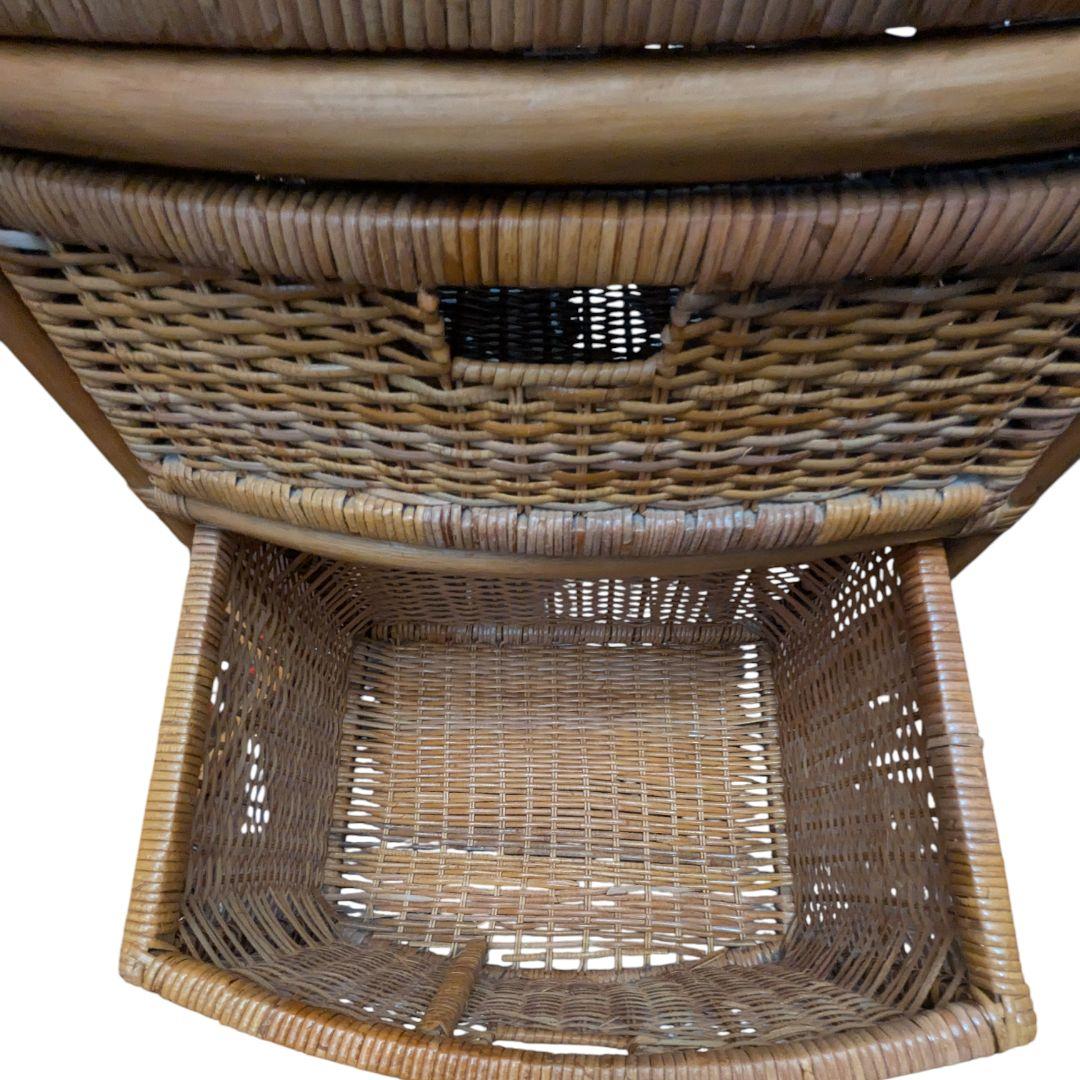 ラタン チェスト ４段 キャスター付 ヴィンテージ家具