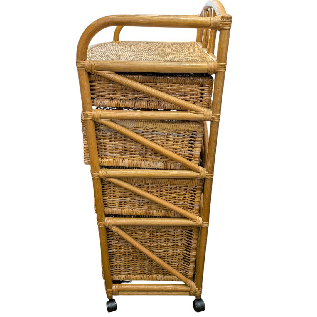 ラタン チェスト ４段 キャスター付 ヴィンテージ家具