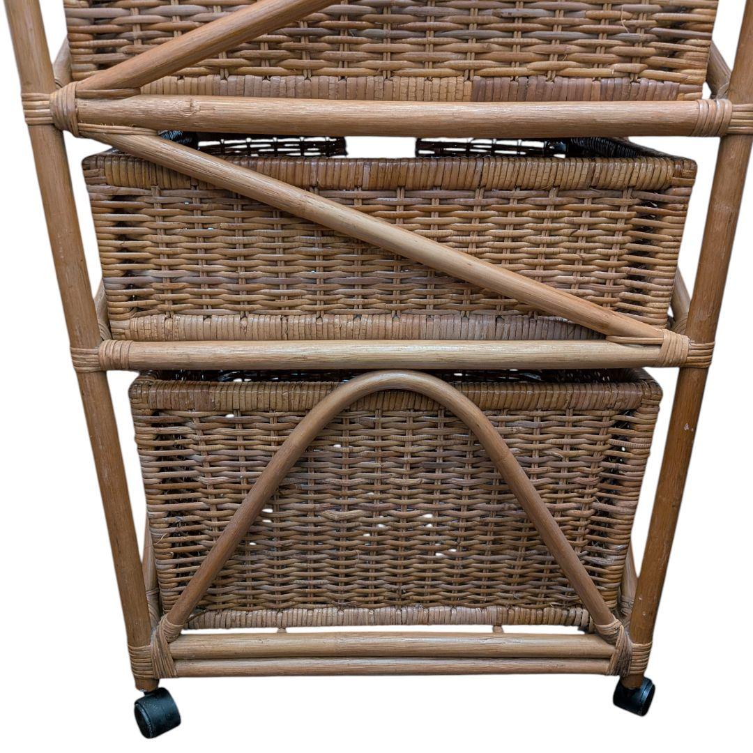 ラタン チェスト ４段 キャスター付 ヴィンテージ家具