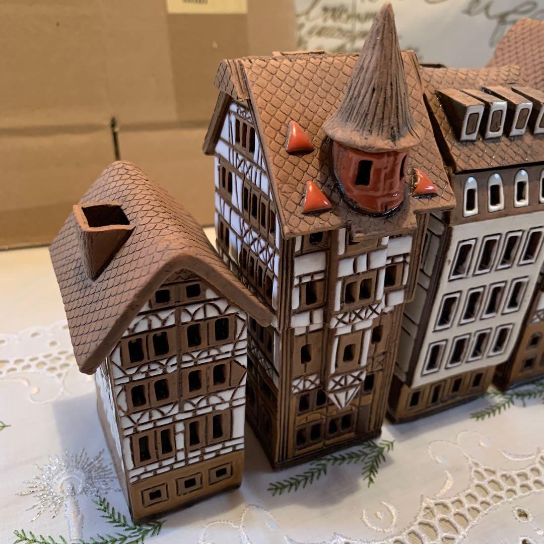 ドイツ製　置物　未使用品有名な街並みを再現した陶器のキャンドルハウス6個セット！