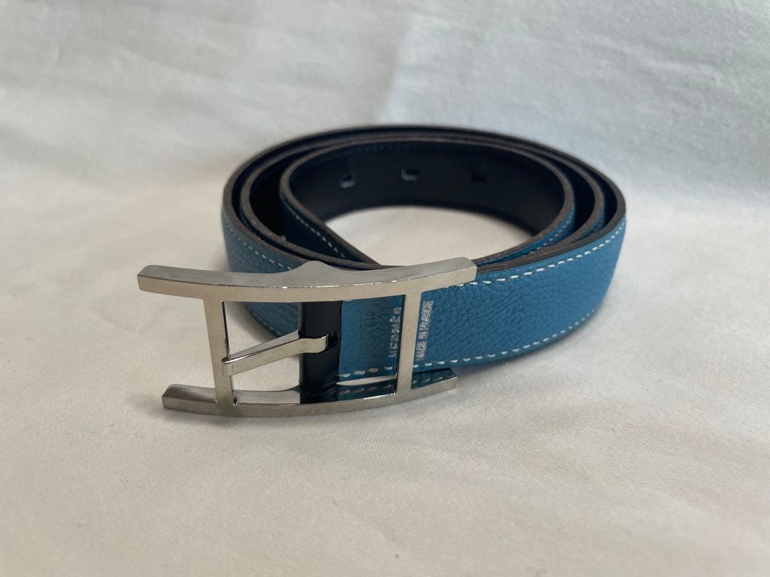 HERMES リバーシブル ブルー.ブラックベルト