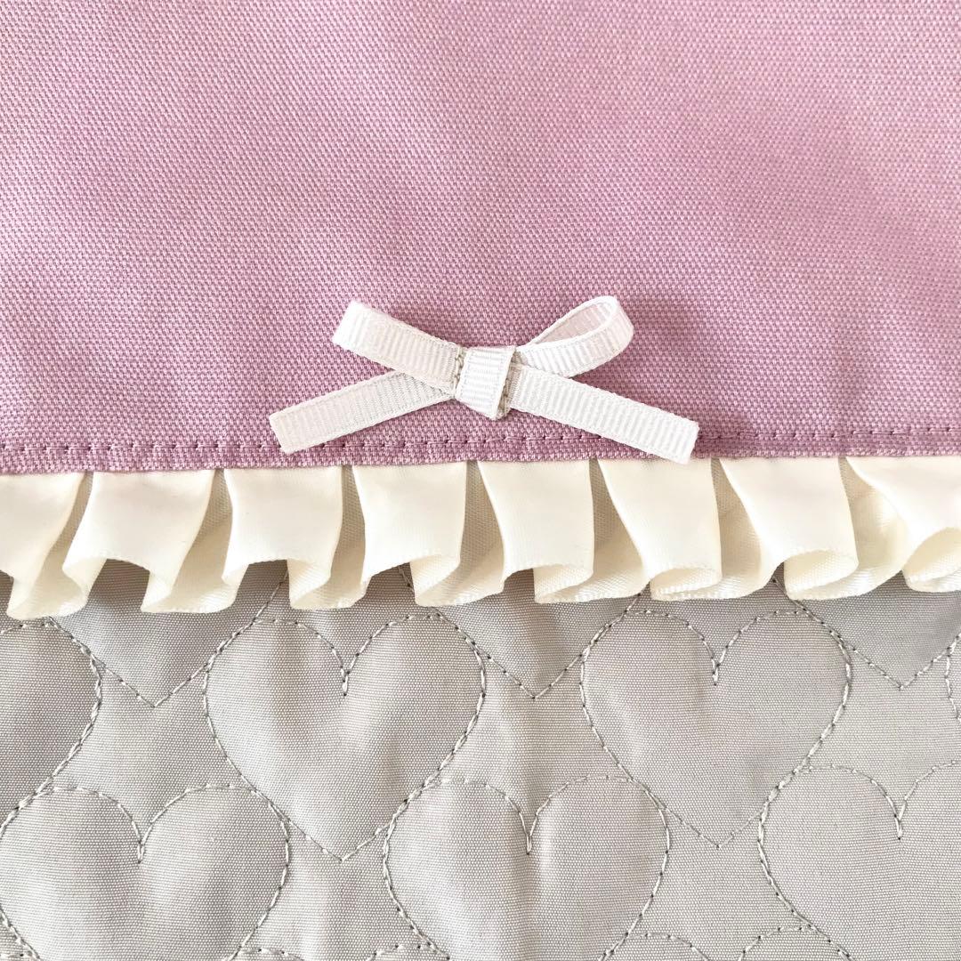 入園入学4点セット ハートキルティング　ローズピンクライトベージュ　お着替え袋Ｍ