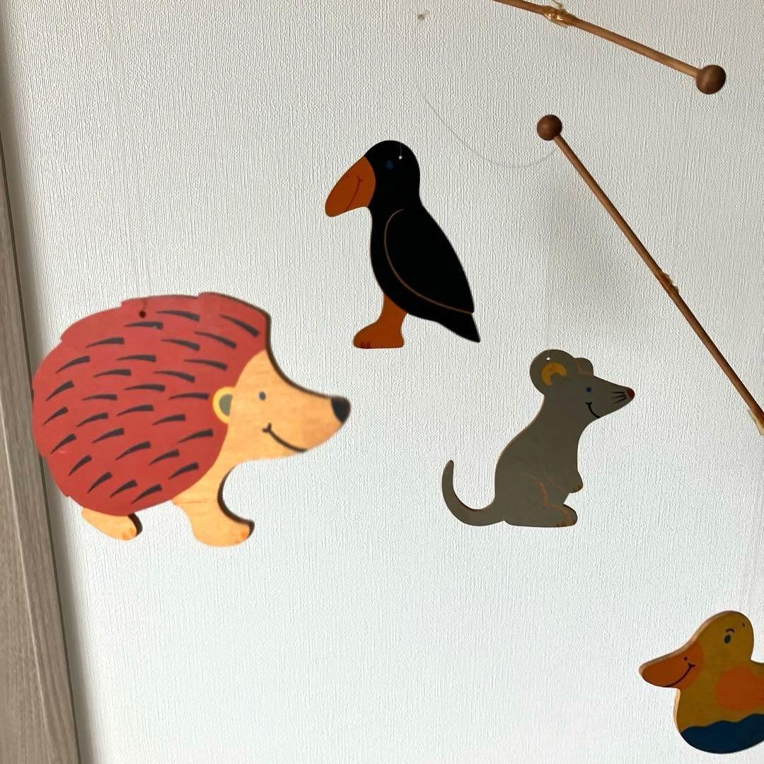 【匿名配送✨希少】ゆらゆら　木のモビール　木製　動物　モビール ドイツ　ヘラー