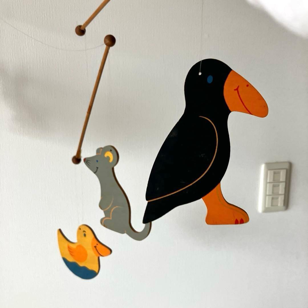 【匿名配送✨希少】ゆらゆら　木のモビール　木製　動物　モビール ドイツ　ヘラー