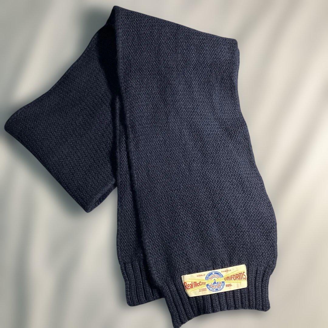 リアルマッコイズ　ウールニットスカーフ　ネイビー　レッドクロス　マフラー