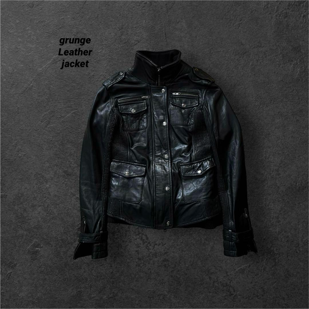 archive grunge Leather riders jacket 黒