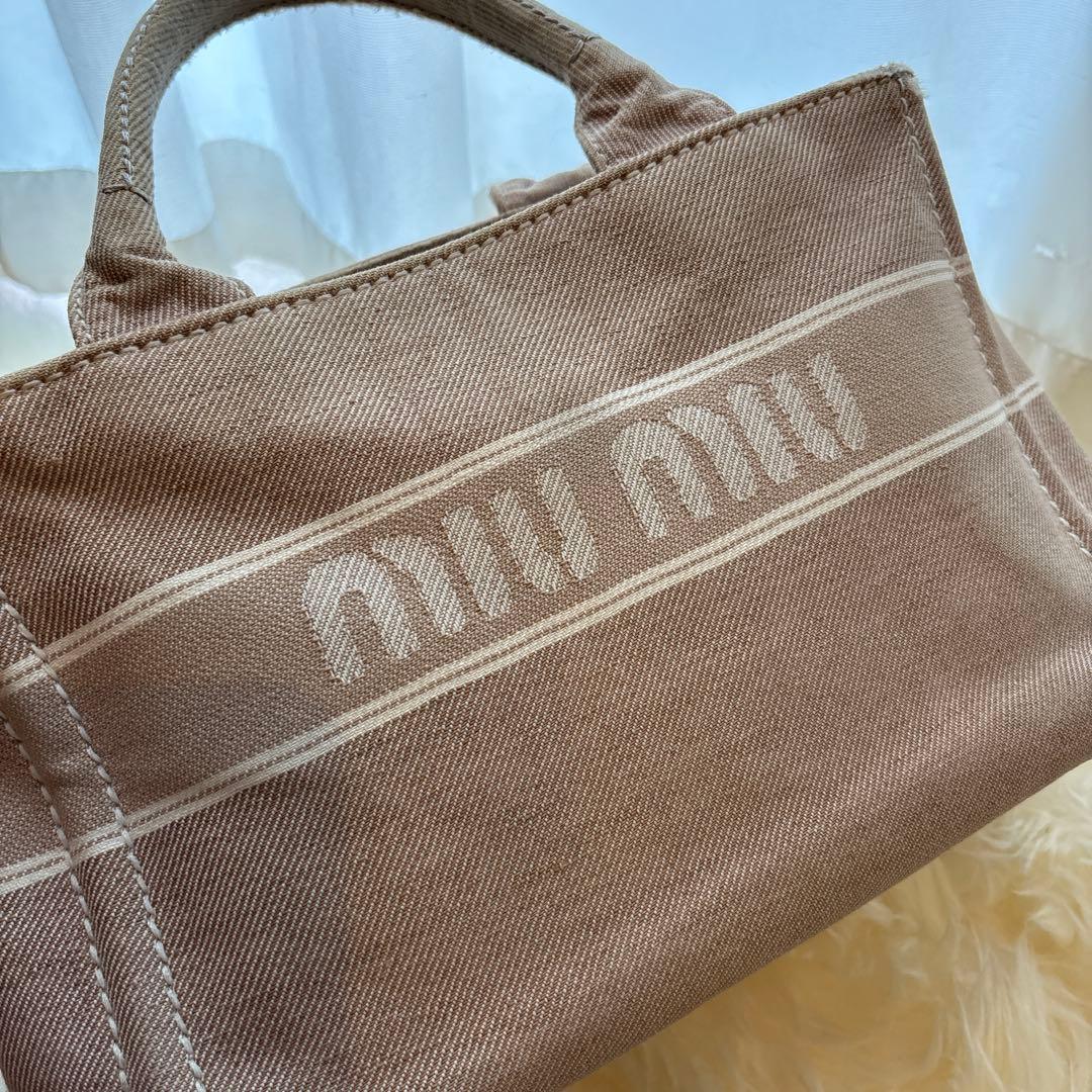 わんわん　miumiu ジャガードロゴデニムトート　カナパ