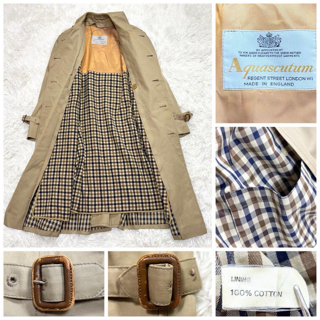 アクアスキュータム ライナー付きトレンチコート ベージュ Aqua5 チェック