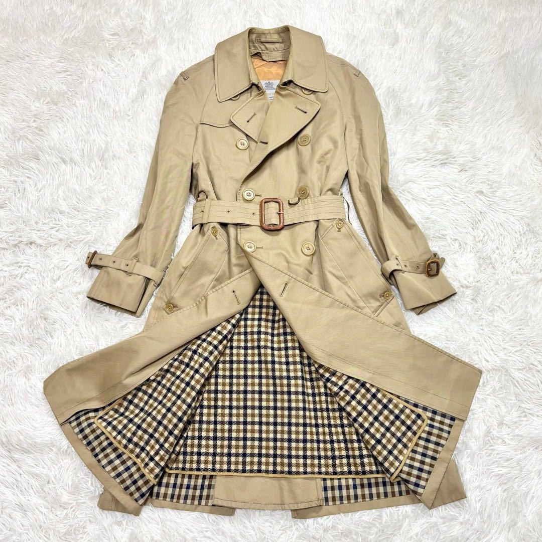 アクアスキュータム ライナー付きトレンチコート ベージュ Aqua5 チェック