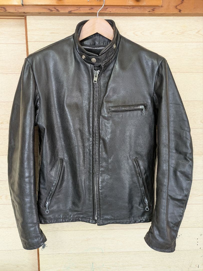 Schott 141 ブラック シングルライダースジャケット　size38