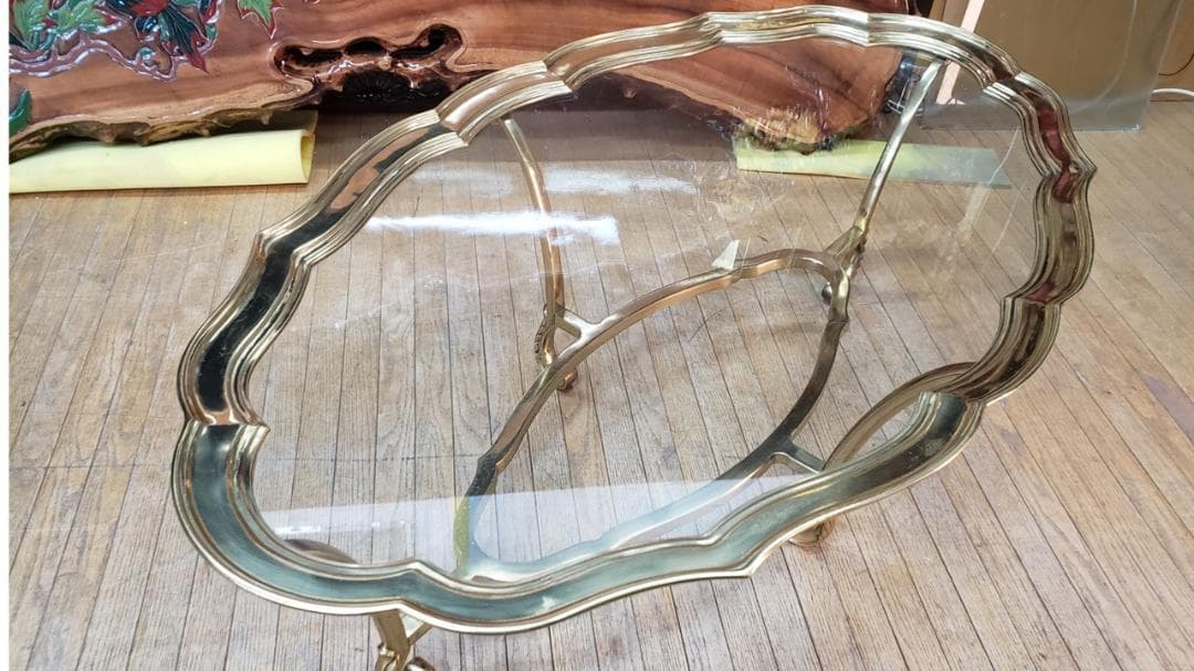 b2　ゴールドフレーム　ガラスセンターテーブル