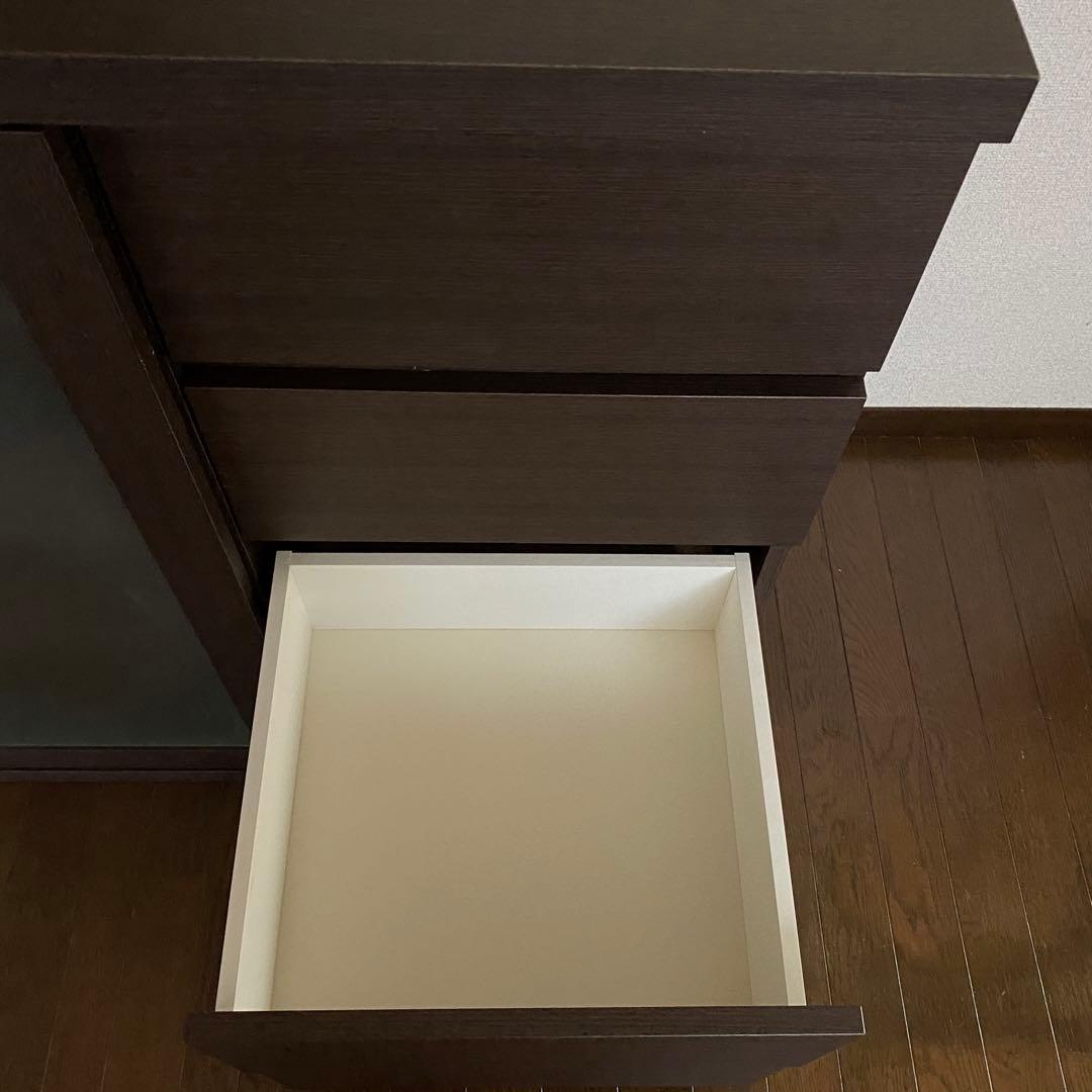 リビングキャビネット 食器棚 リビング収納 チェスト ダークブラウン