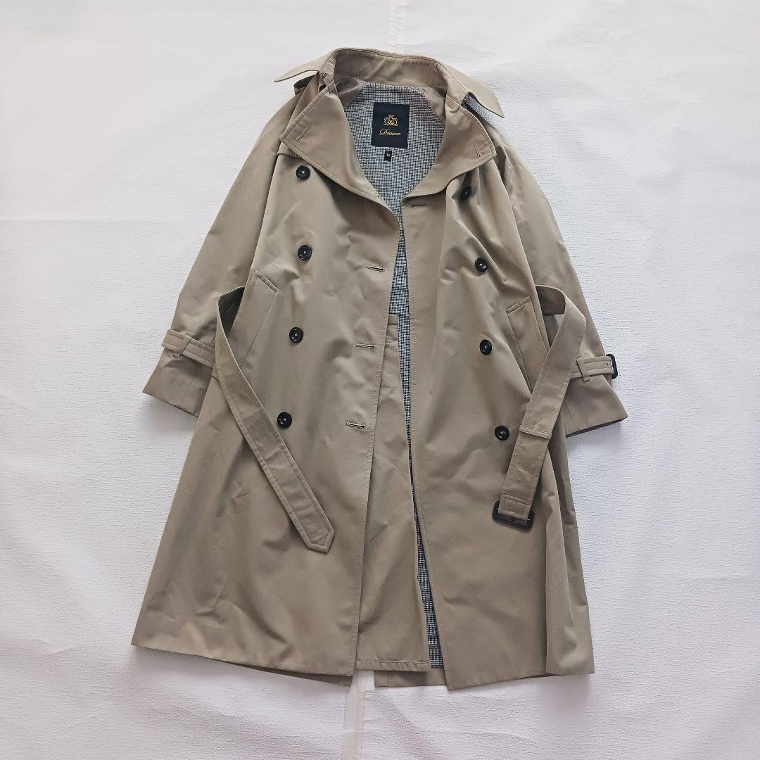 ドロワー トレンチコート ダブルブレスト ベルト付き サイズ38