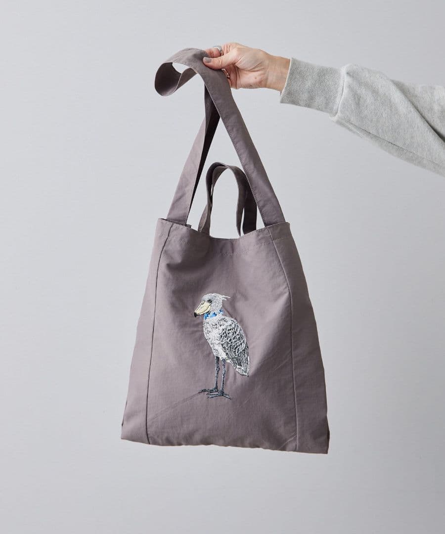 イアパピヨネ ハシビロコウ 刺しゅうトートバッグ