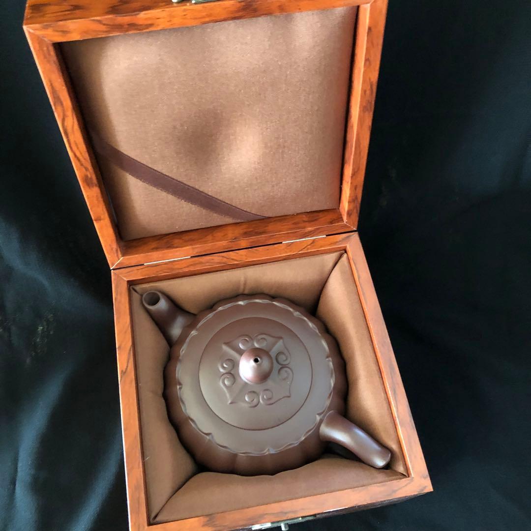 未使用　巨匠の紫砂急須　収納木箱付き　作家さんの名作　手作り　ハンドメイド