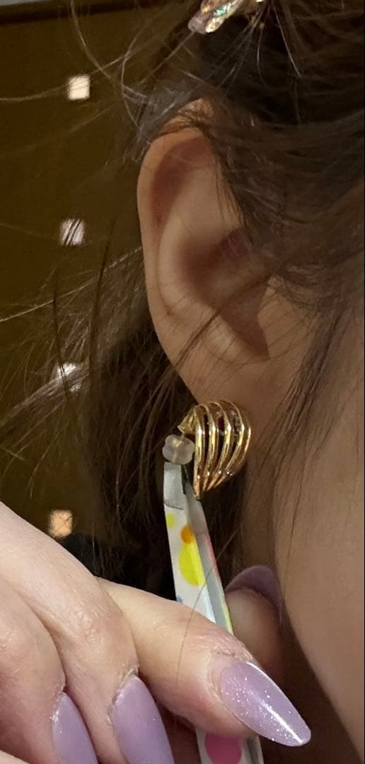 K18 2.2ｇ 5連 半フープ ピアス