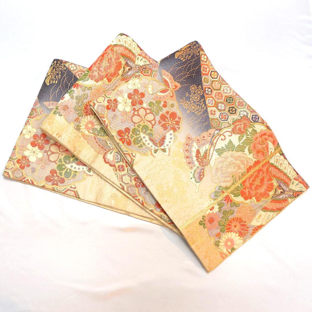 未使用品★振袖フルセット　正絹　成人式　振袖　7点セット　Lサイズ　赤系　古典柄