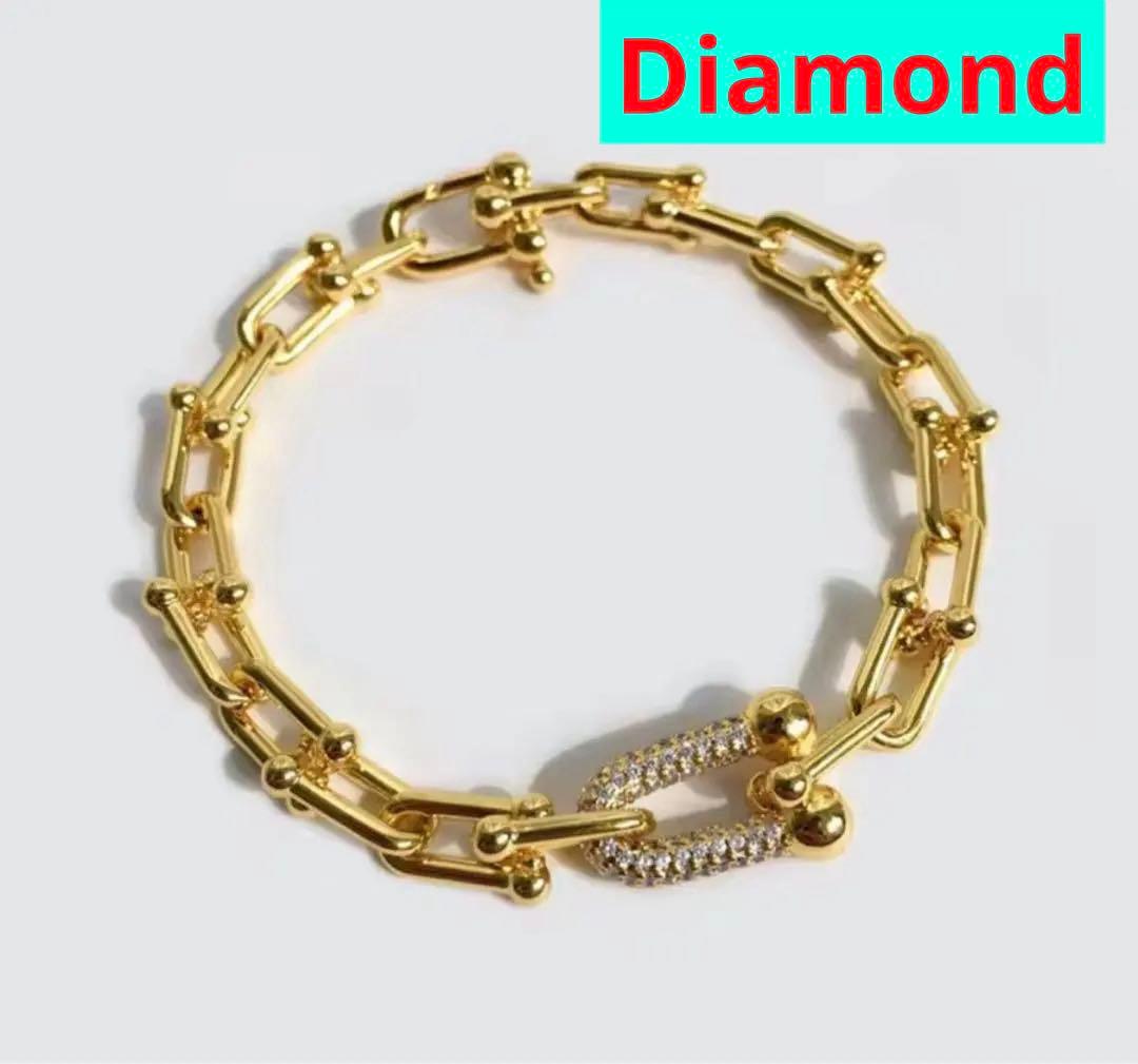 ✨豪華✨ゴールド　ハードウェア　ブレスレット　モアサナイト　ダイヤモンド