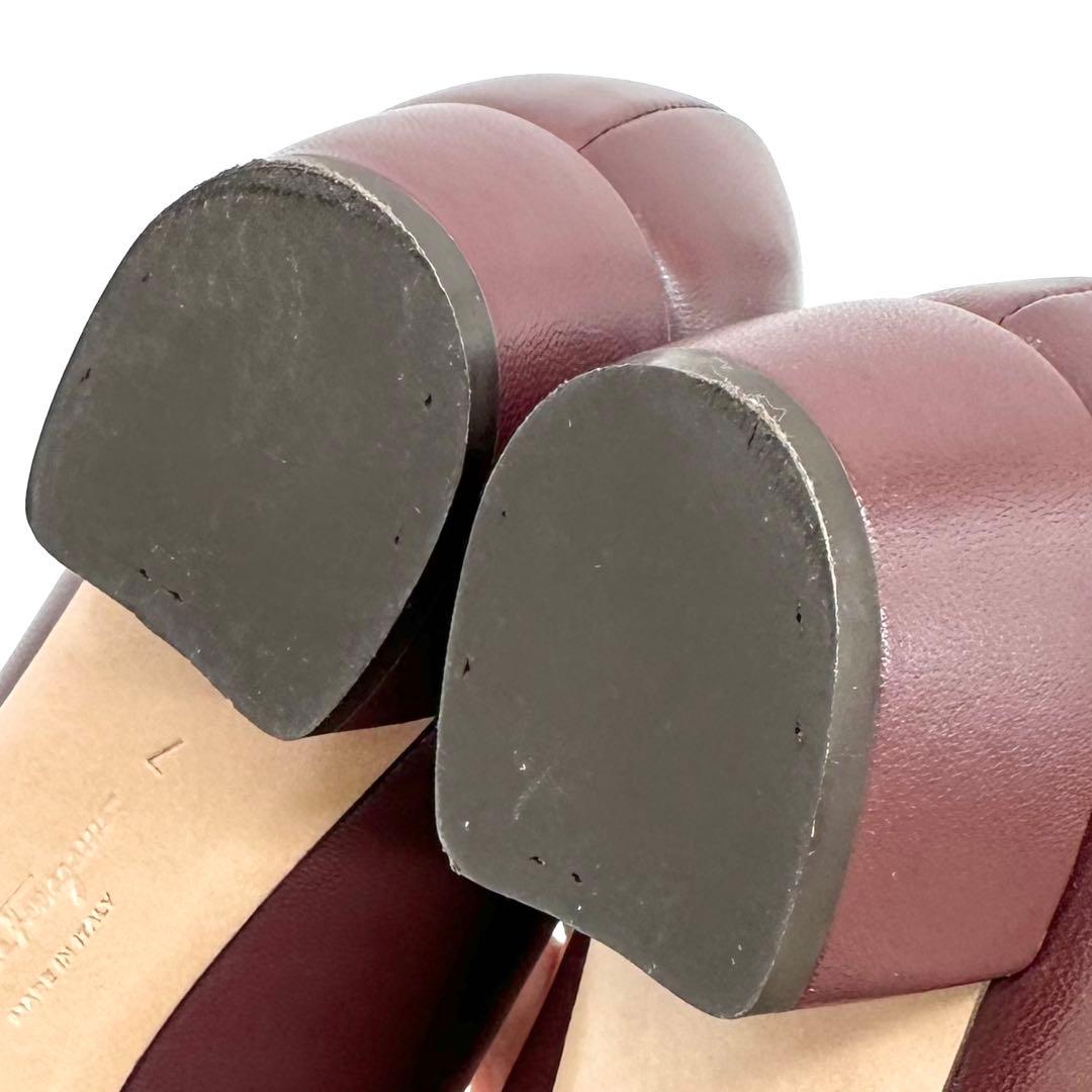 極美品✨サルヴァトーレフェラガモ ヴァラリボン パンプス レザー ボルドー 7D