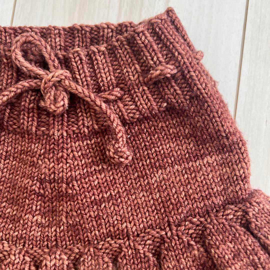 ブラウン ニット フリルスカート