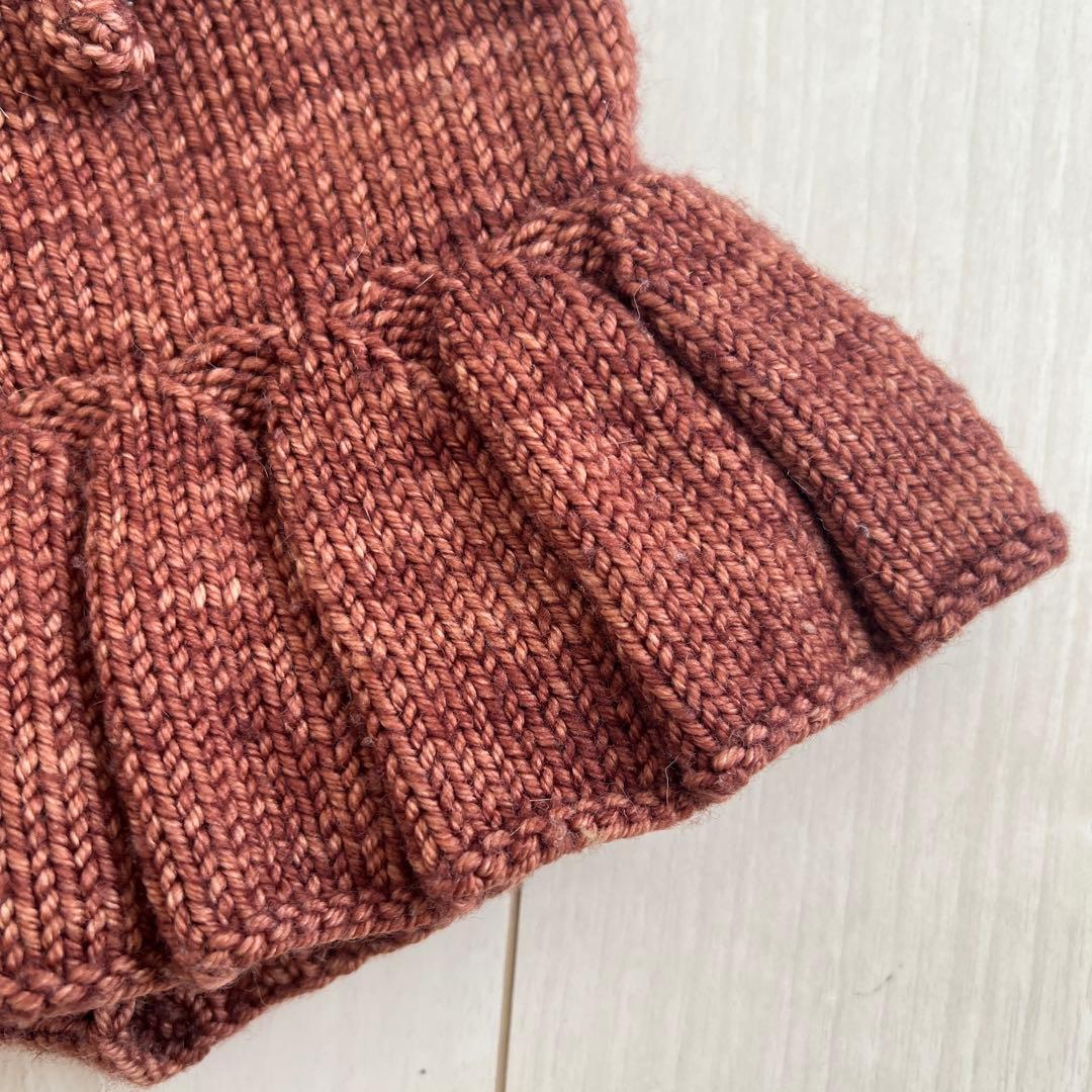 ブラウン ニット フリルスカート