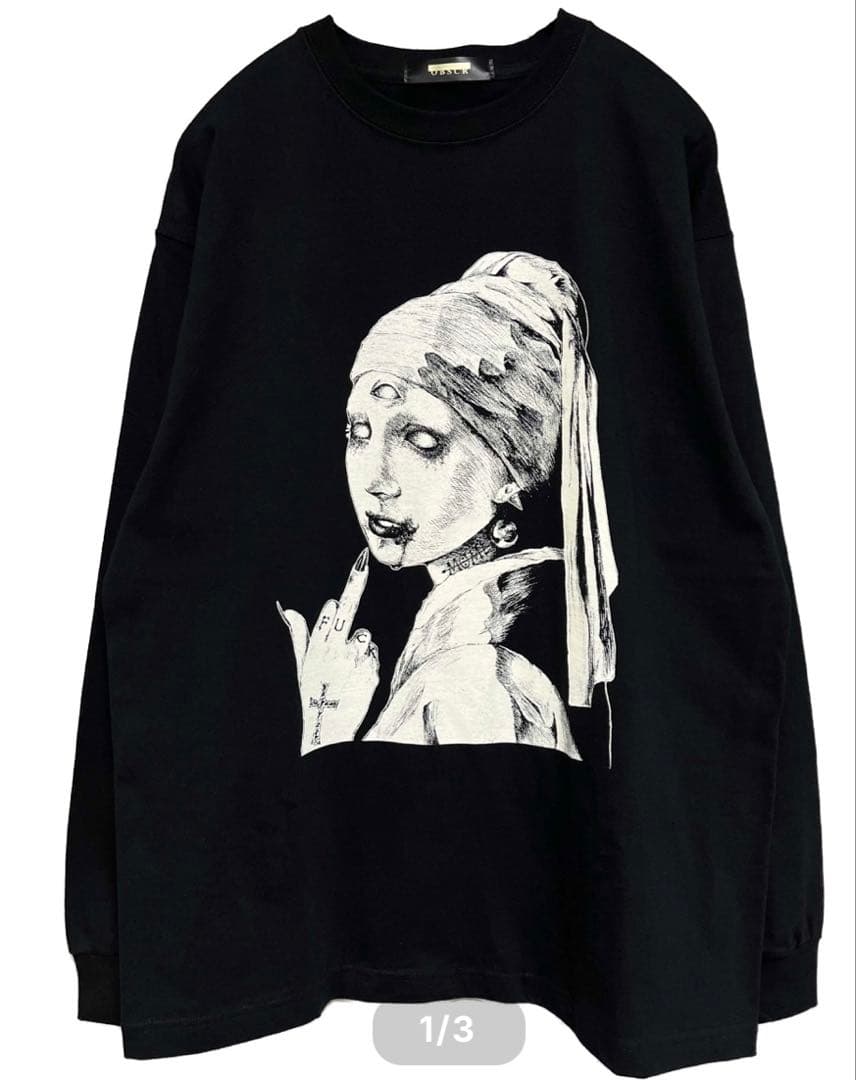 ルーズフィットロングスリーブTシャツ OBSCR シルクスクリーン　サイズXL