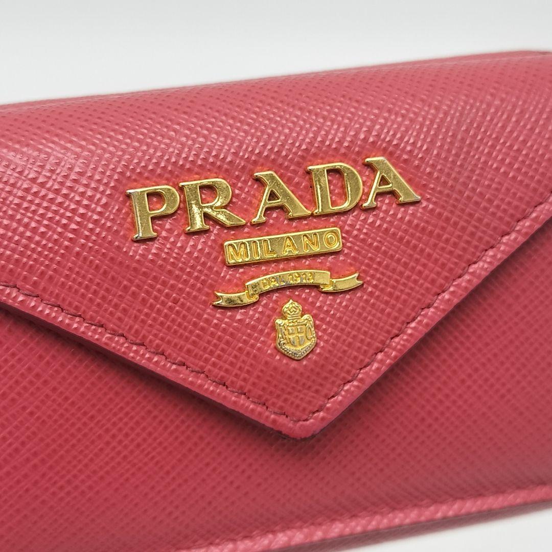 極美品✨プラダ　三つ折り財布　レザー　ピンク　PEONIA