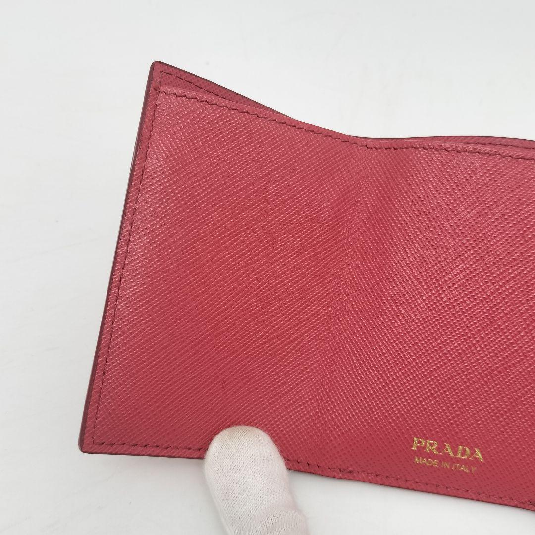 極美品✨プラダ　三つ折り財布　レザー　ピンク　PEONIA