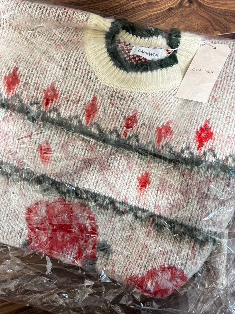 CALNAMUR ニット セーター ローズ＆リボンジャガードニット レディース