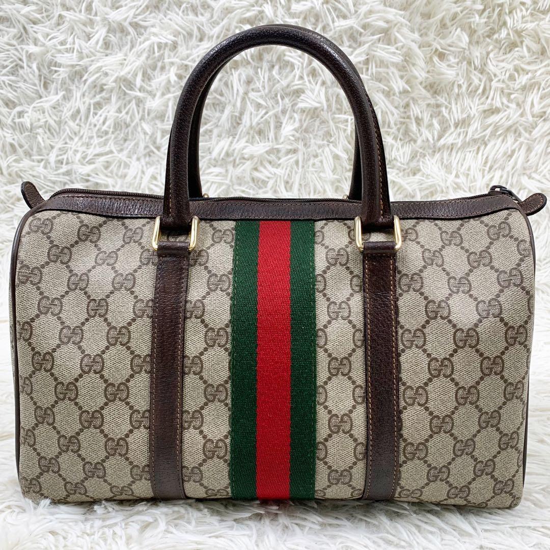 【✨極美品✨】オールドグッチ ミニボストンバッグ シェリーライン ブラウン