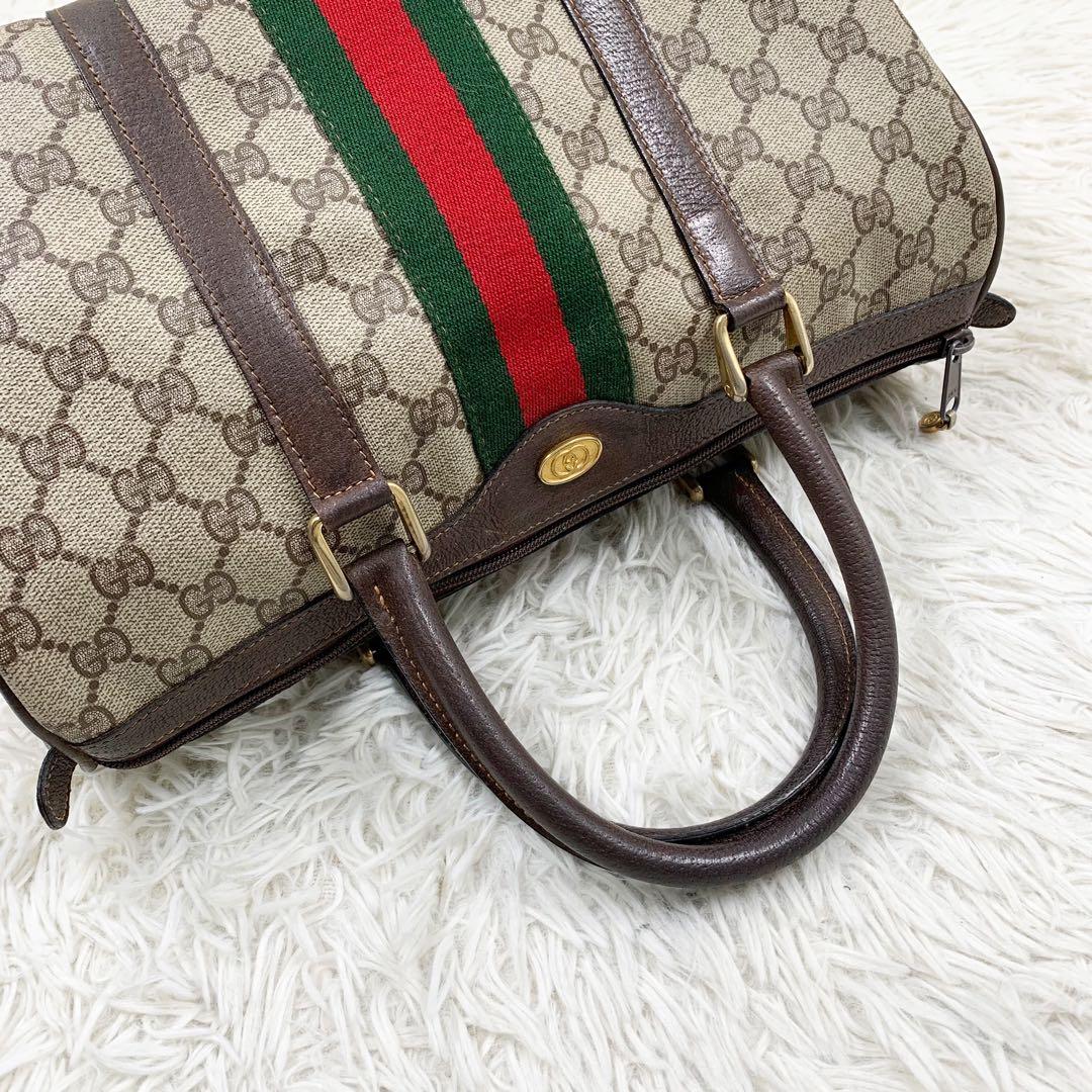 【✨極美品✨】オールドグッチ ミニボストンバッグ シェリーライン ブラウン