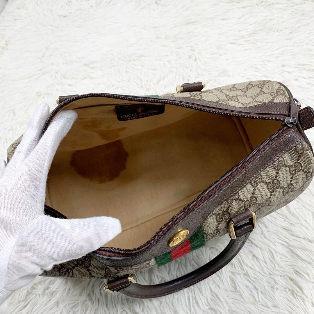 【✨極美品✨】オールドグッチ ミニボストンバッグ シェリーライン ブラウン