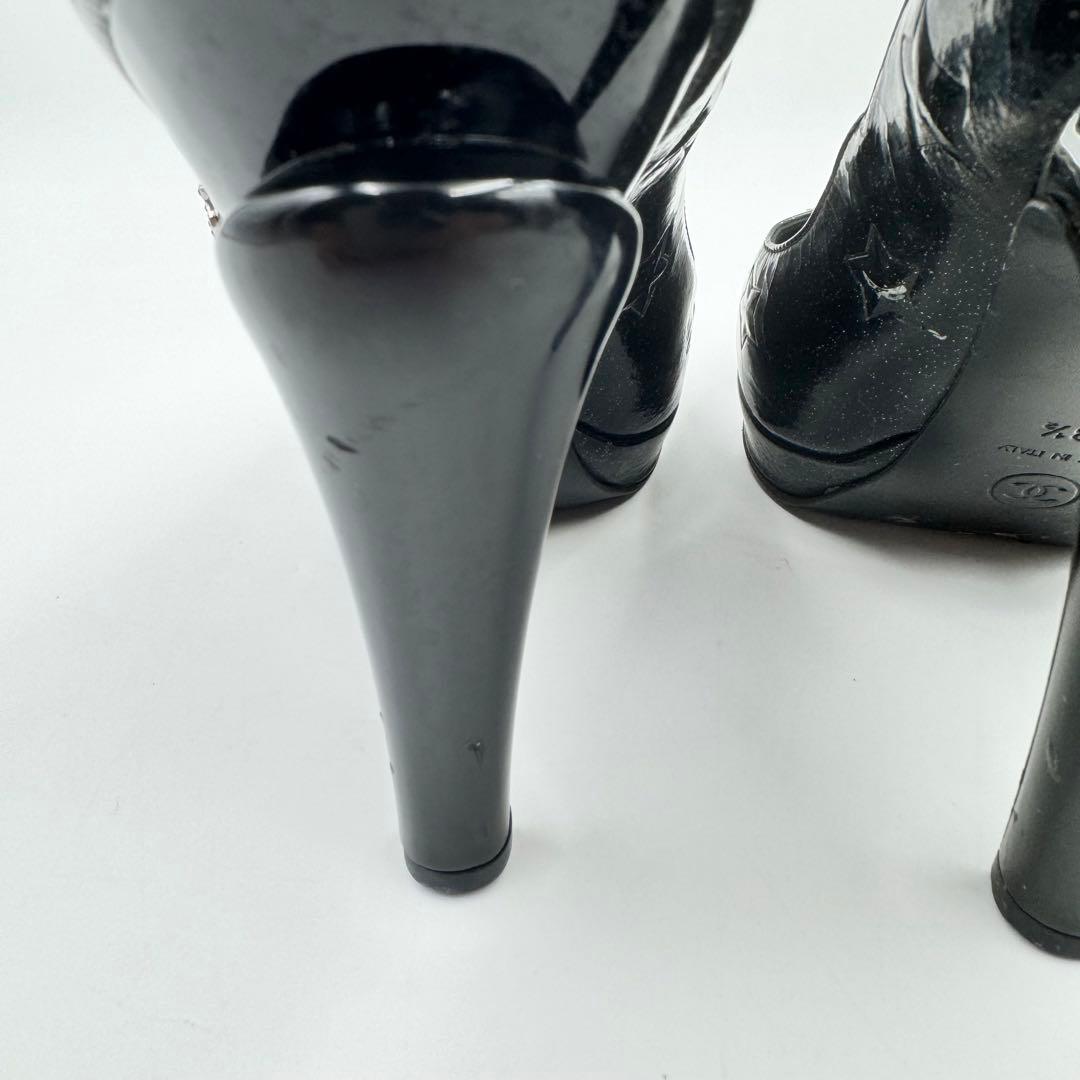 CHANEL ハイヒール　ブラック　パテントレザー　ココマーク　スター