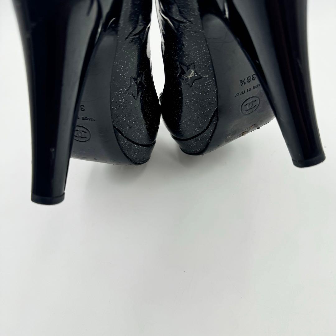 CHANEL ハイヒール　ブラック　パテントレザー　ココマーク　スター