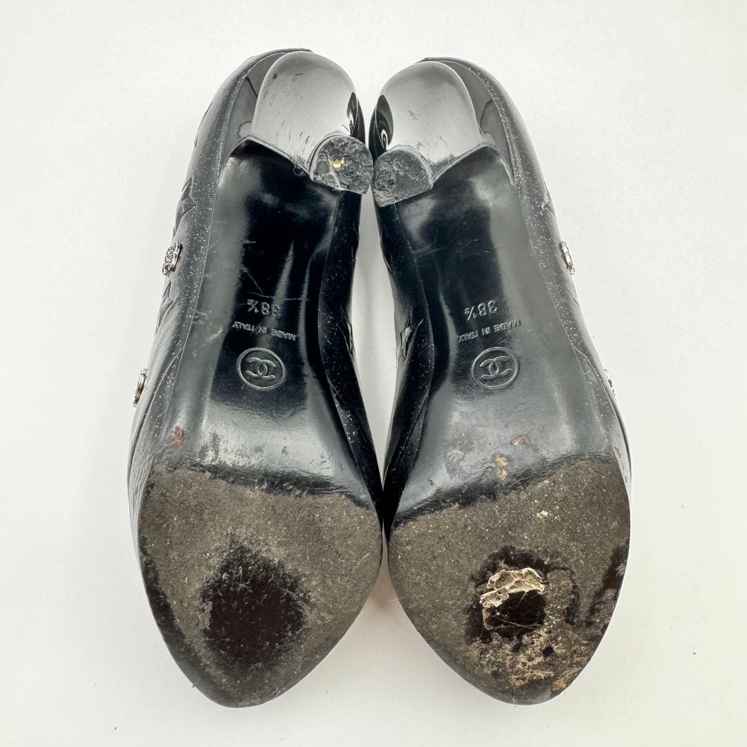 CHANEL ハイヒール　ブラック　パテントレザー　ココマーク　スター