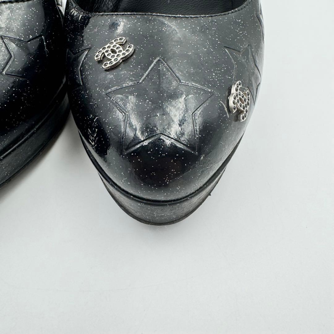 CHANEL ハイヒール　ブラック　パテントレザー　ココマーク　スター