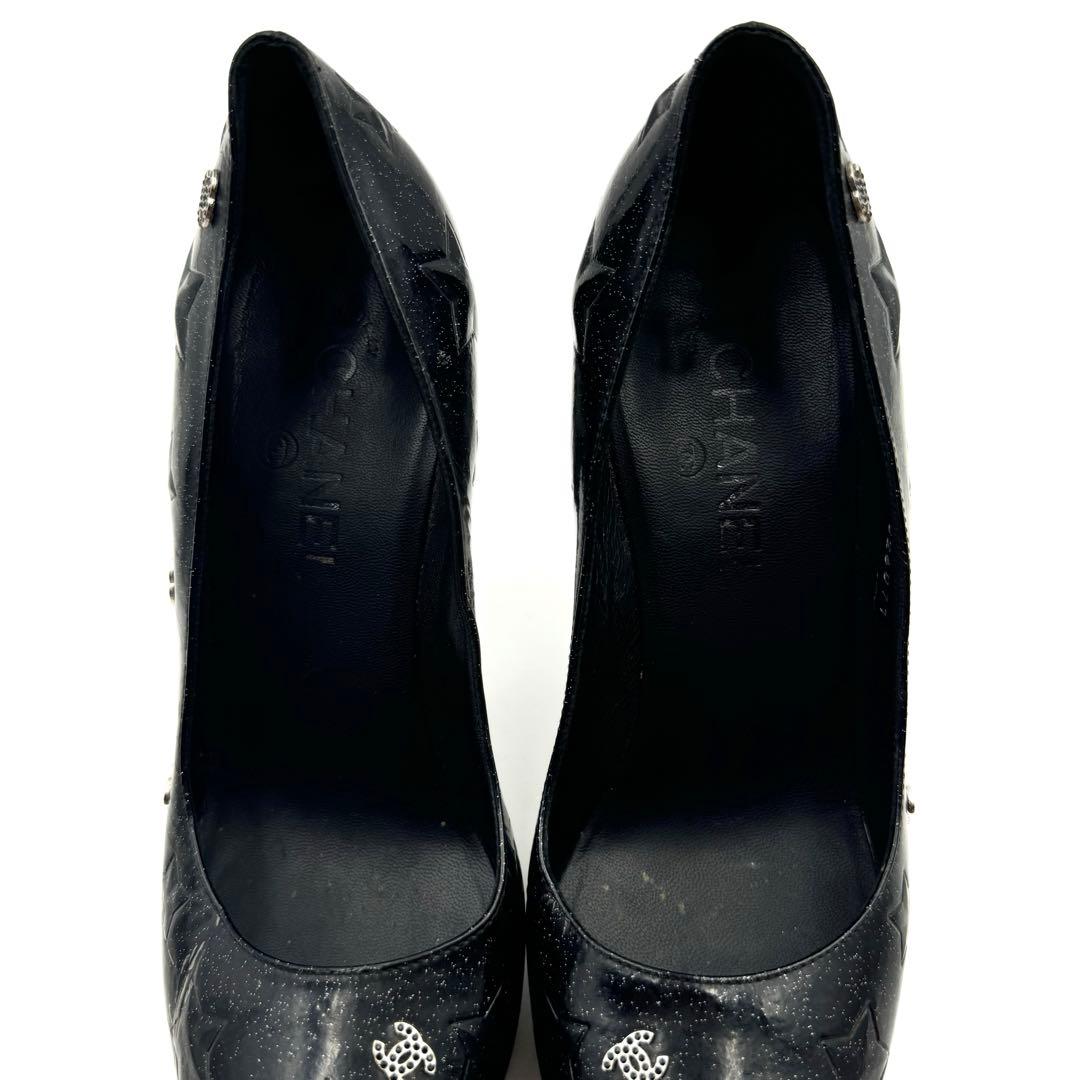 CHANEL ハイヒール　ブラック　パテントレザー　ココマーク　スター